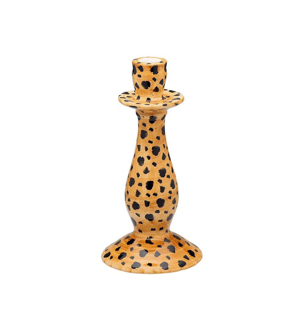 Leopard lysestage, brun - H24 cm.